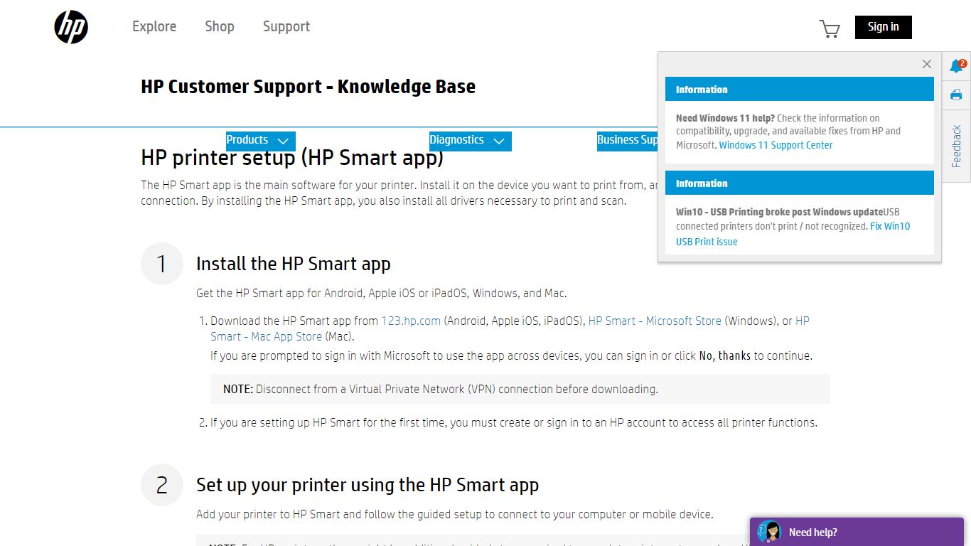 HP printer setup (HP Smart app) | HP® Customer Support